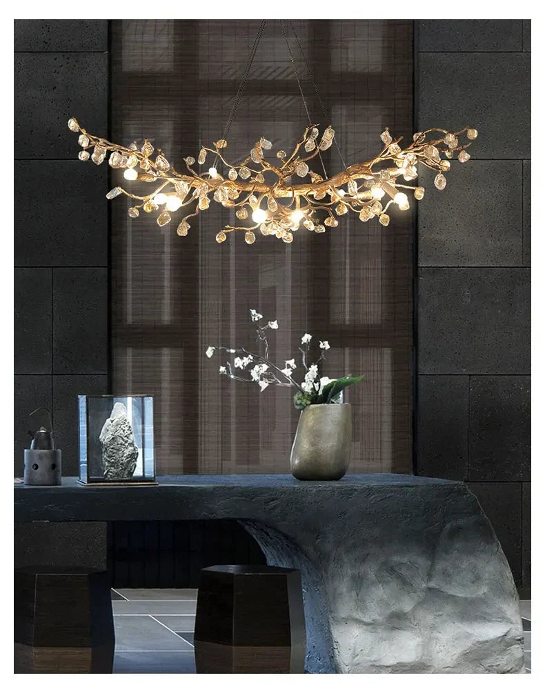 Afralia™ Copper Nordic LED Branch Crystal Chandelier - Modern Home Decoration Lighting Fixtures