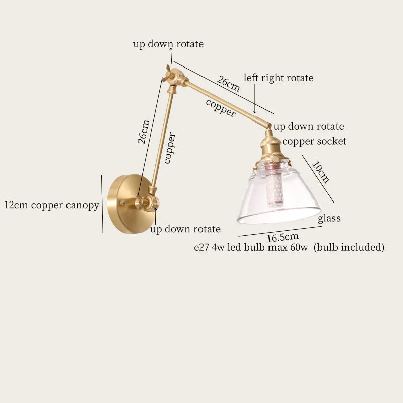 Afralia™ Vintage LED Swing Arm Wall Lamp for Bedroom & Living Room