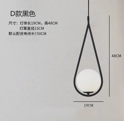 Afralia™ Glass Ball Chandelier Nordic LED Pendant for Restaurant Decor Bedroom Kitchen Dining