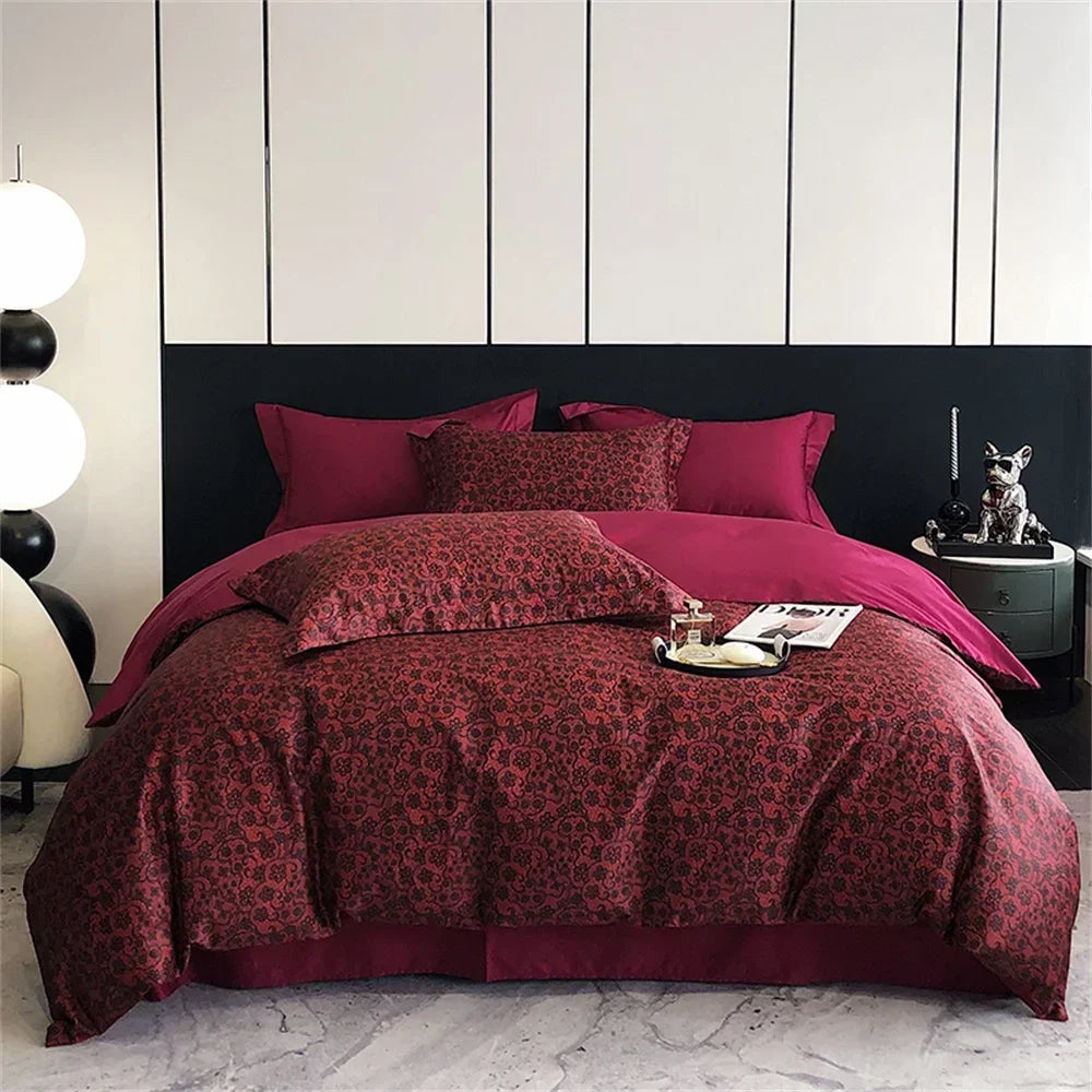 Afralia™ Colorful Egyptian Cotton Bedding Set: Sheet, Pillowcase, Duvet Cover - Queen King Full Size