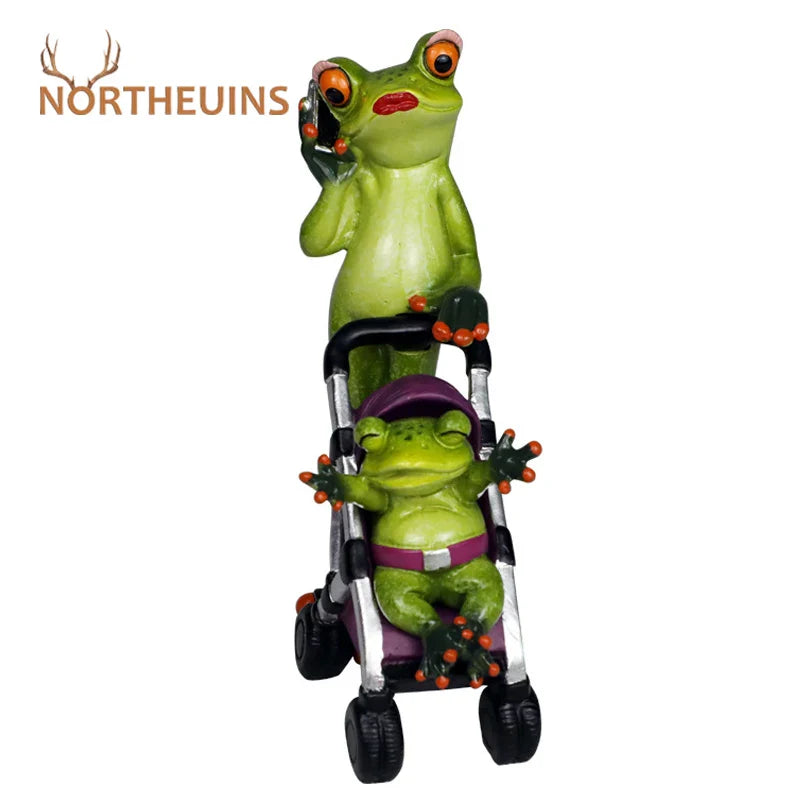 Afralia™ Frog Family Statue Set Home Decor Cute Animal Figurine Living Room Bedroom Desktop Accessory