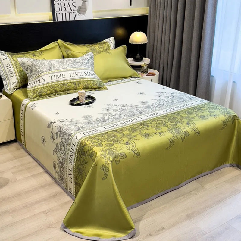 Afralia™ Multicolour Floral Patchwork Satin Bed Cover Set for Smooth Summer Comfort