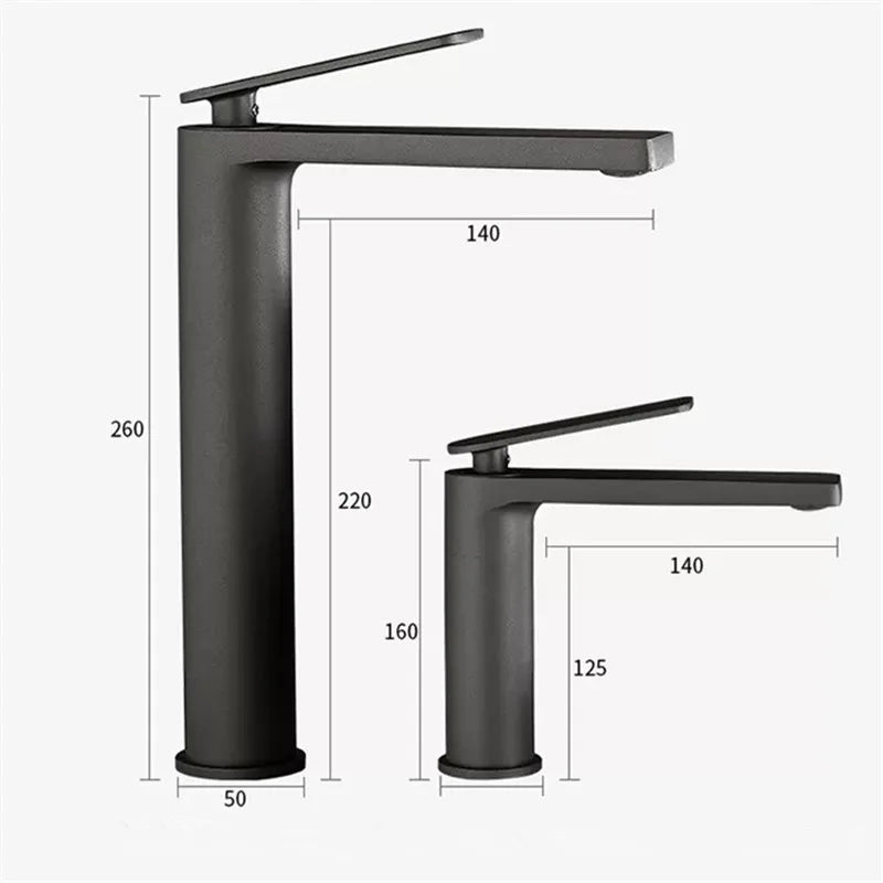 Afralia™ Gun Gray Waterfall Basin Faucet - Brass Hot Cold Sink Faucet