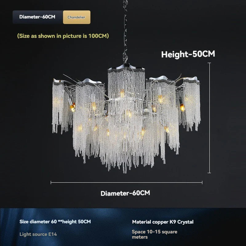 Afralia™ Crystal Tassel Pendant Light - Luxury Villa Chic for Living, Dining, Bedroom & Hotel