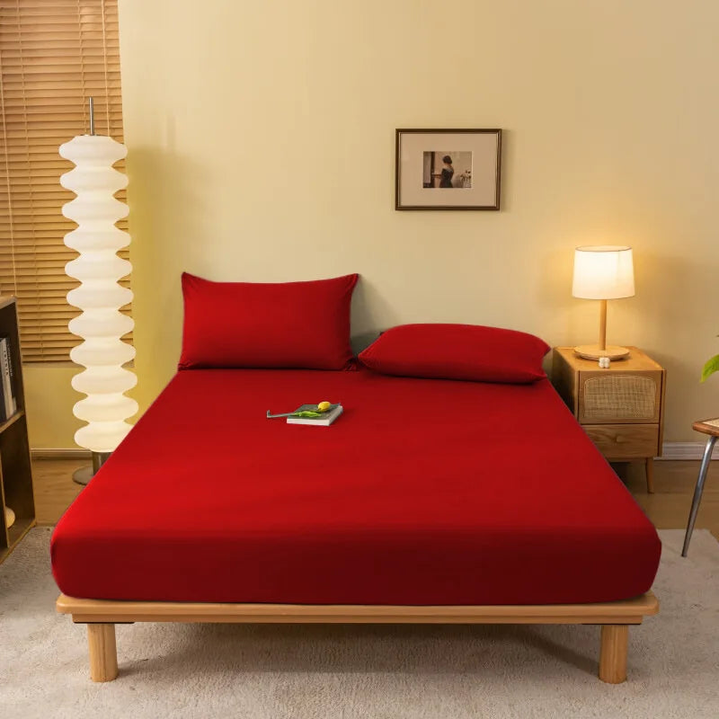 Afralia™ Cozy Solid Color Fitted Sheet - All Seasons Mattress Cover