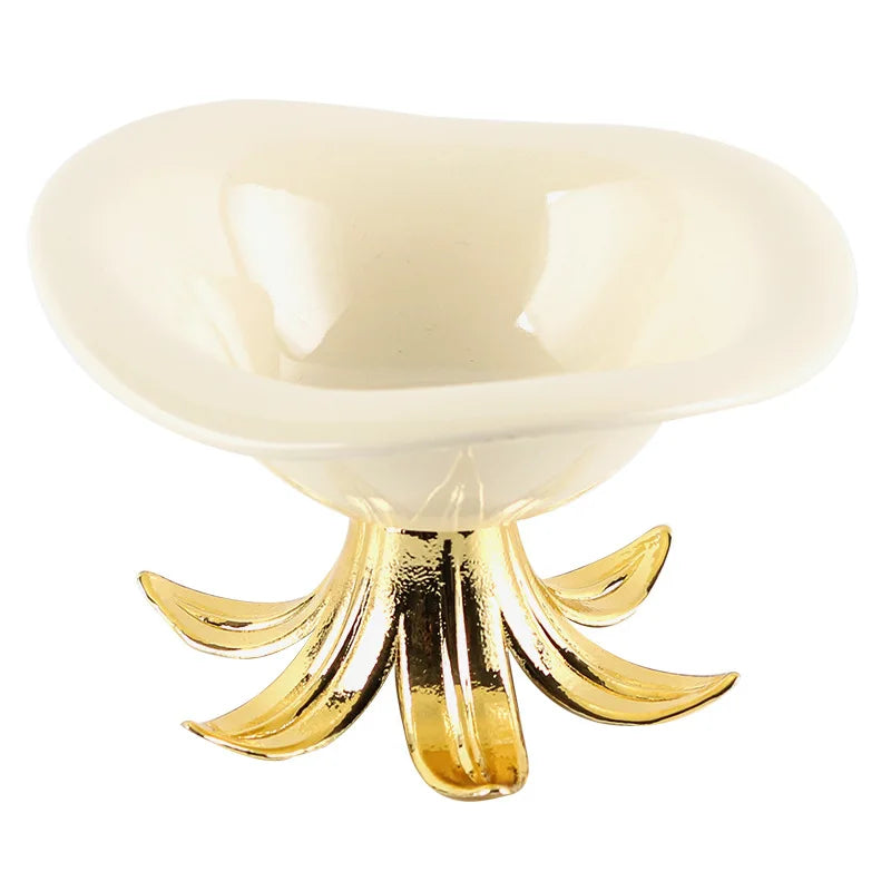 Afralia™ Golden Branches Ceramic Fruit Plate Tray Bowl Home Decoration Accessories