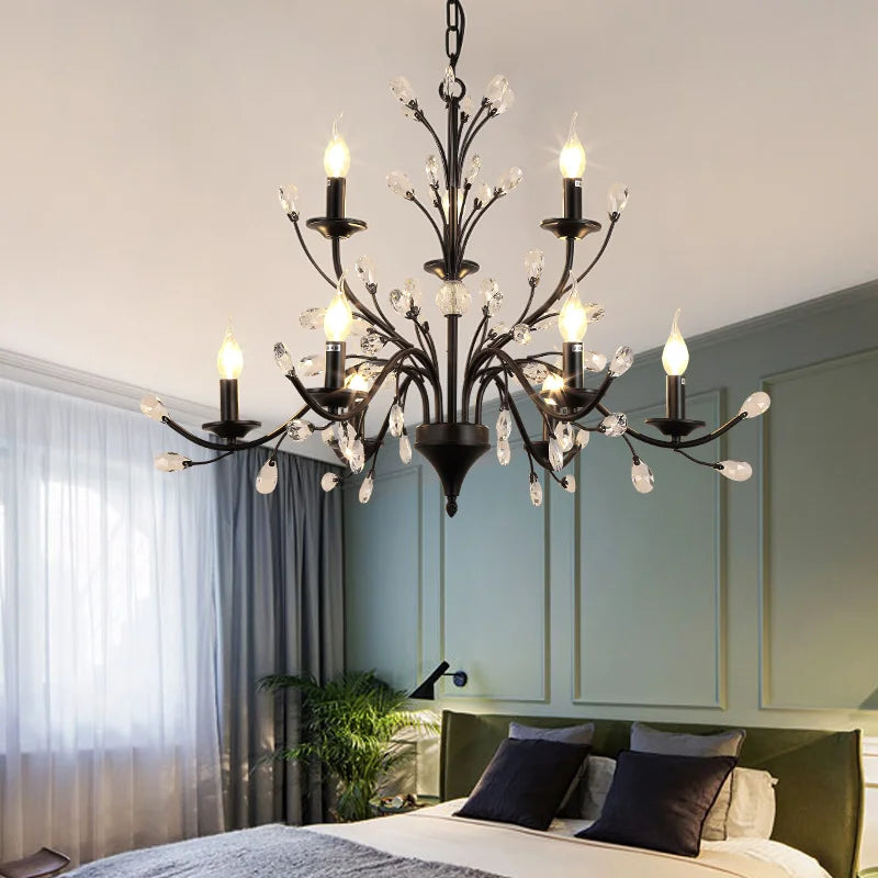 Afralia™ Crystal LED Chandelier for Home Lighting in Bedroom Living Room Dining Kitchen