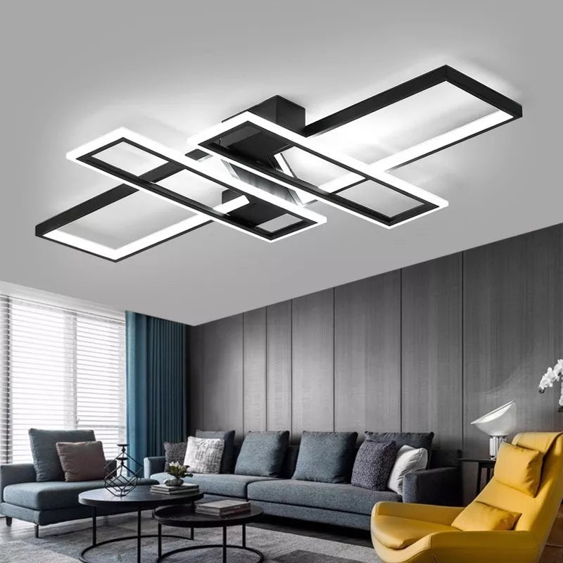 Afralia™ Modern LED Chandeliers: Living/Dining/Bedroom Ceiling Light with Remote Control, Aluminum, White/Black