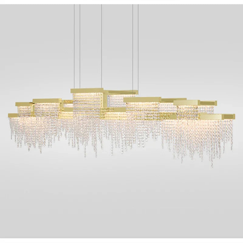 Afralia™ Crystal Tassel Chandelier: Modern Luxury Silver Hanging Lamp for Dining Room