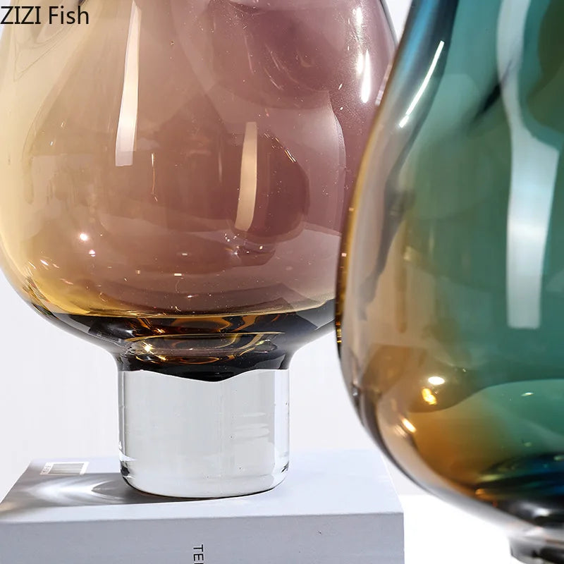 Afralia™ Glass Vase Hydroponics Plant Pots | Colourful Table Decoration Vases