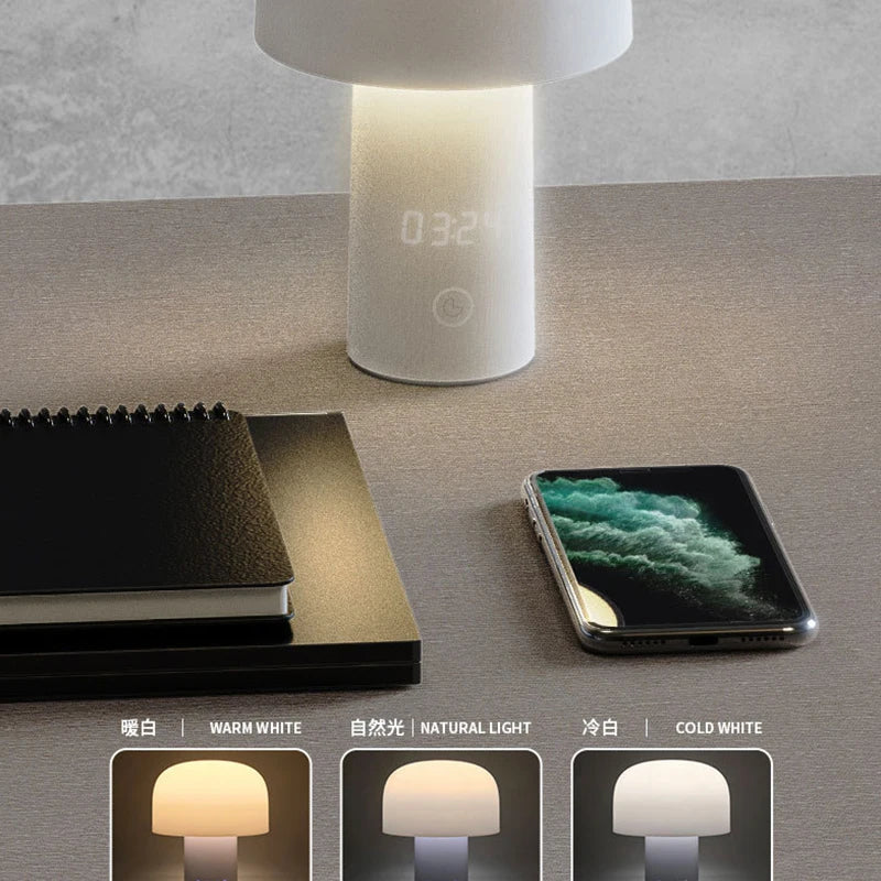 Afralia™ Mushroom Time Table Lamp: USB Charging, Dimming, Touch LED, Minimalist Bedroom Light