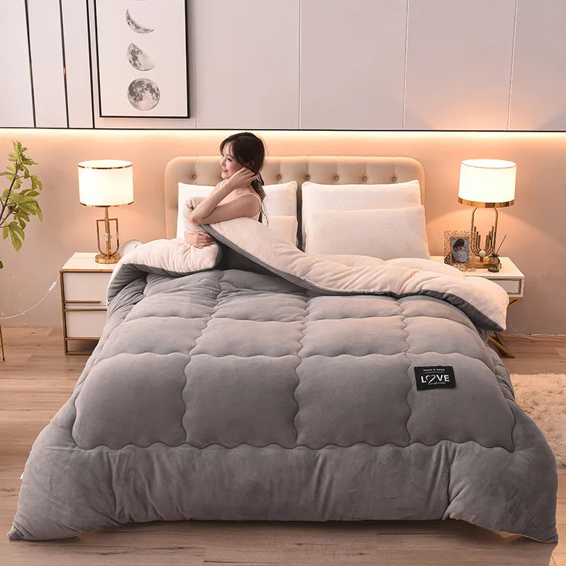 Afralia™ Milk Cashmere Lamb Wool Quilt: Soft & Warm Bedding for Winter, Spring, and Autumn.