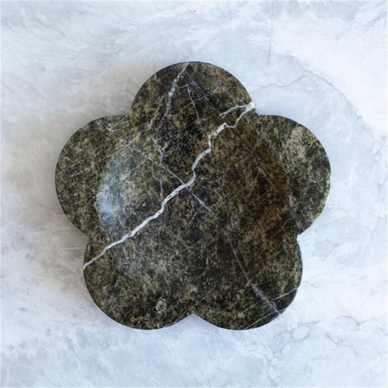 Afralia™ Marble Travertine Serving Tray Scalloped Edge Square Display Tray