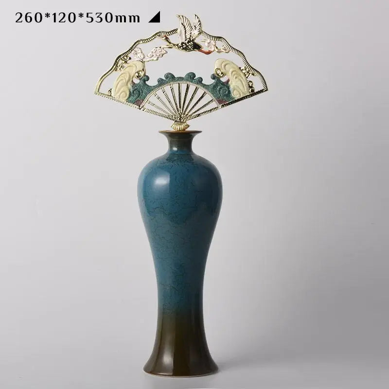 Afralia™ Chinese Ceramic Vase: Light Luxury Living Room Decor Shelf Accent