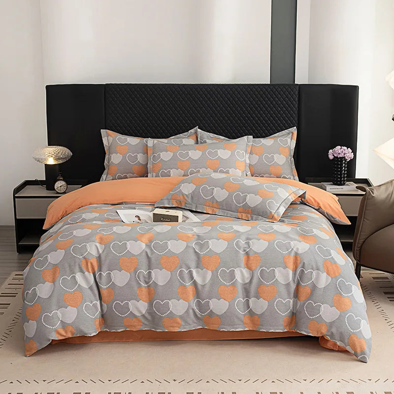 Afralia™ Luxury Cotton Printing Bedding Set - High Quality Cozy Double Quilt Cover Kit