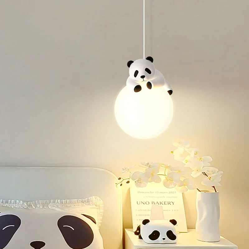 Afralia™ Panda Pendant Lamps: Children's Room Hanging Light, Kids Nursery Chandelier