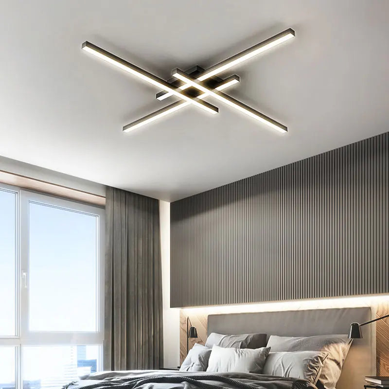 Afralia™ Modern LED Linear Chandelier for Living Room Bedroom Kitchen Study Shop