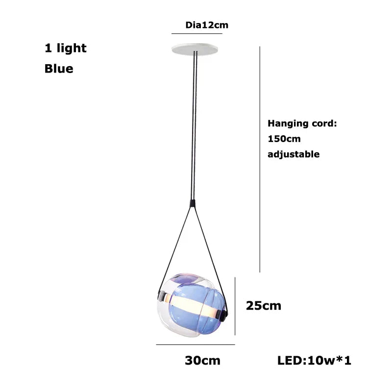 Afralia™ Multicolor Glass Globe Pendant Light for Stylish Bedroom Decor