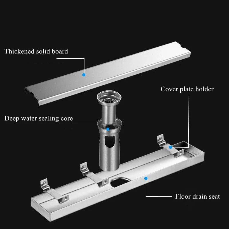 Afralia™ Stainless Steel Anti-odor Shower Tray Linear Floor Drain Cover