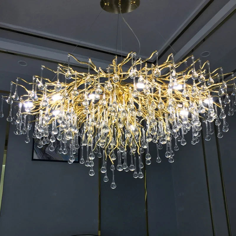 Afralia™ Crystal Drop Chandelier for Dining Living Room Bedroom Luxury Decor