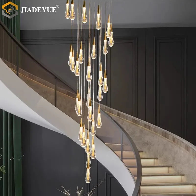 Afralia™ Modern LED Staircase Chandelier for Living Room Villa Duplex Building Rotation