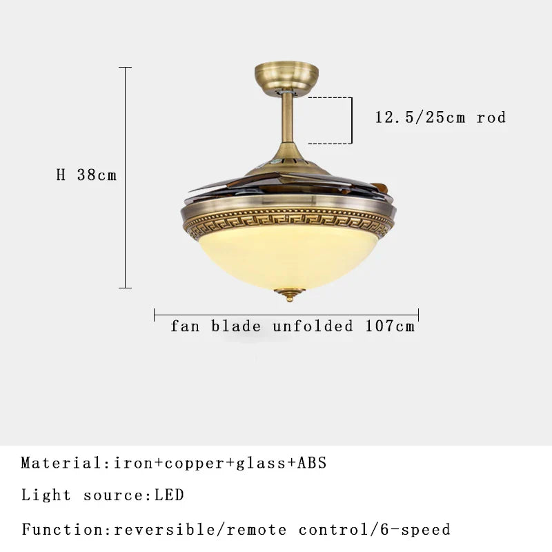 Afralia™ Copper Bronze Ceiling Fan Light Remote Control 6-speed Reversible Silent Design