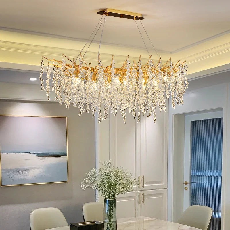 Afralia™ Gold Crystal Grapes Chandelier for Dining Living Room Bedroom