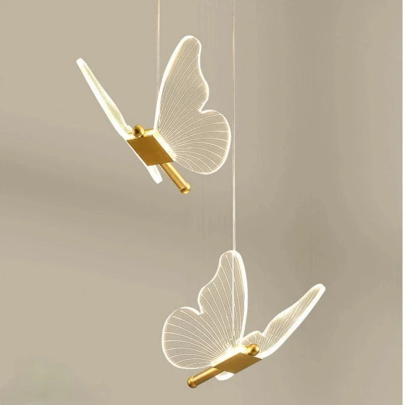 Afralia™ Butterfly Acrylic Chandelier LED Pendant Lamp for Home Indoor Lighting