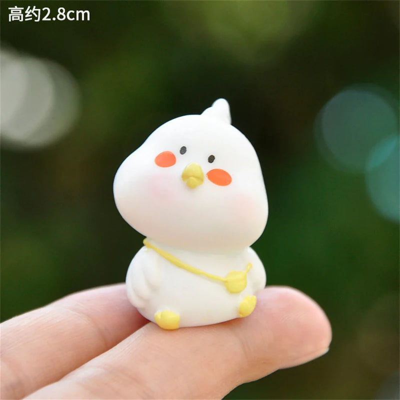 Afralia™ Mini White Yellow Chick Resin Fairy Garden Ornament for Doll House Decor