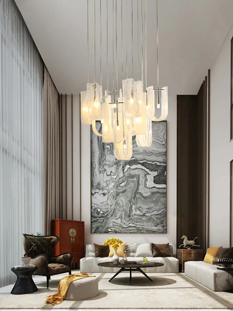 Afralia™ Mist Glass Chandelier: Modern Lighting for Living Room, Dining Table & Interior Ornament