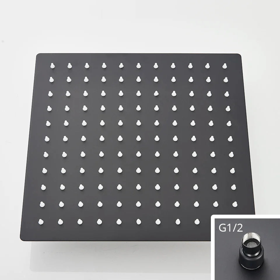 Afralia™ Ultrathin Square Stainless Steel Rainfall Shower Head 8/10/12 Inch