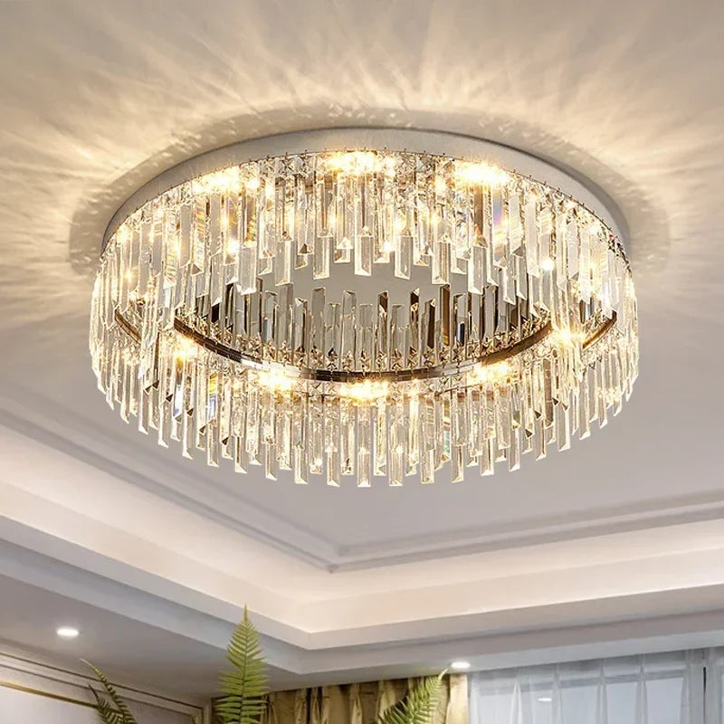 Afralia™ Chrome Crystal Ceiling Lights: Modern Luxury for Living & Dining Room