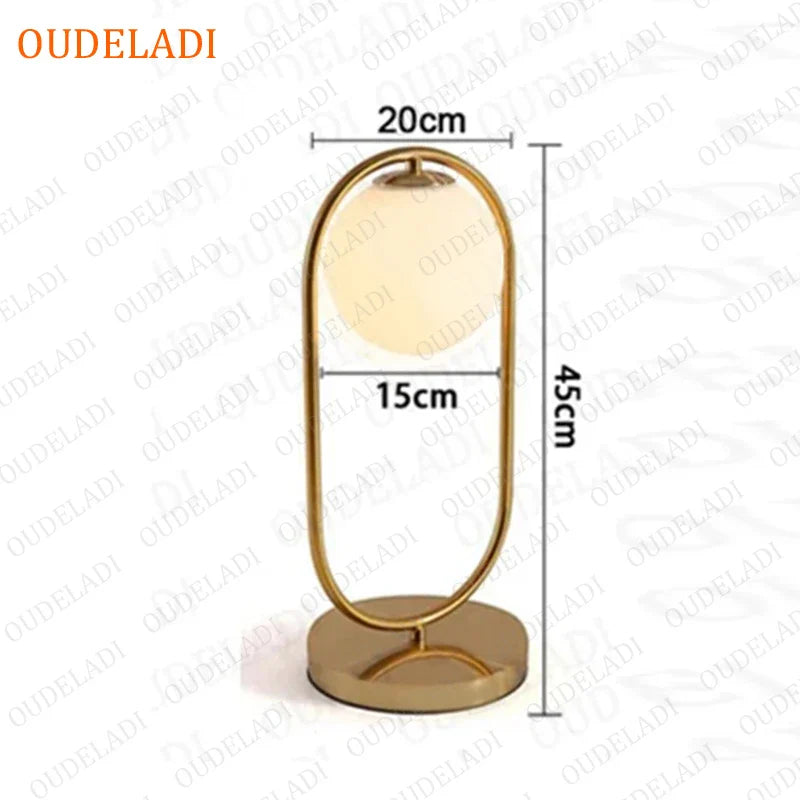 Afralia™ Nordic Golden Body Desk Lamp with Frosted Glass Shade