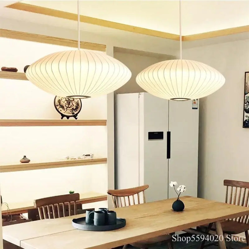 Afralia™ Silk Pendant Lights: Modern Japanese Style for Staircase, Restaurant, and Shop Lighting