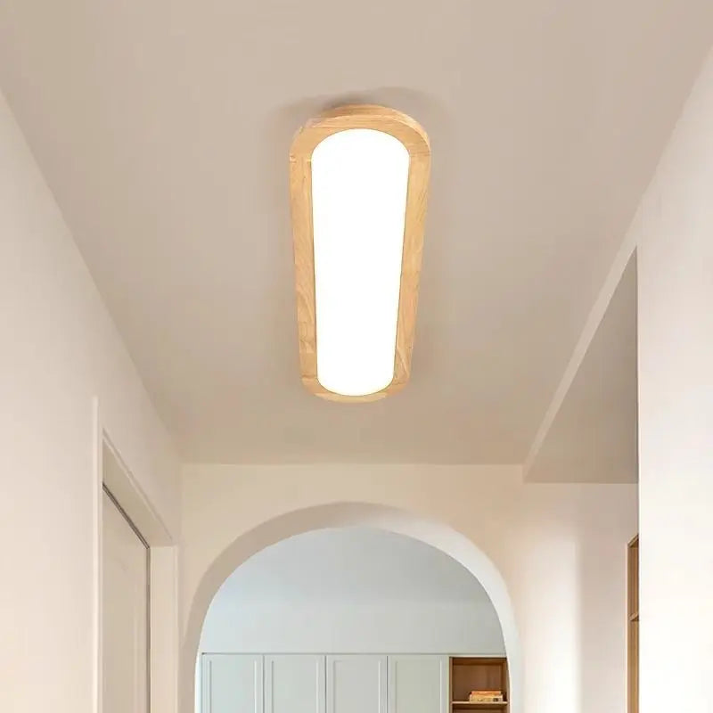 Afralia™ Wood LED Ceiling Lights: Modern Rectangular Chandelier for Living Room Bedroom Kitchen Home