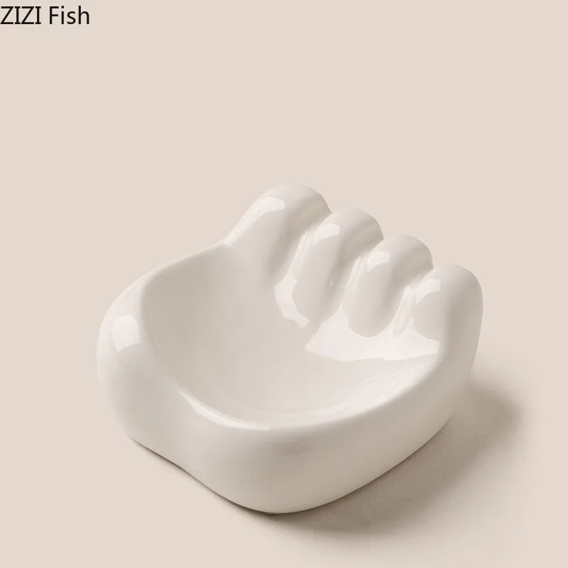 Afralia™ Modern Palm Shape Ceramic Ashtray for Smoking Weed, Home Decor & Gifts