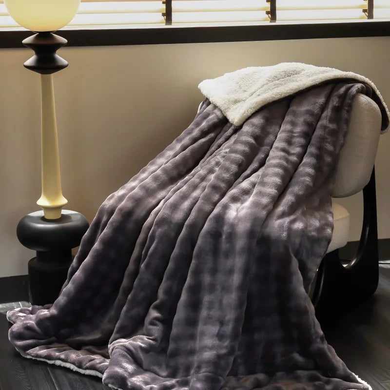 Afralia™ Flannel & Lamb Wool Blanket: Versatile, Thick for Autumn & Winter.