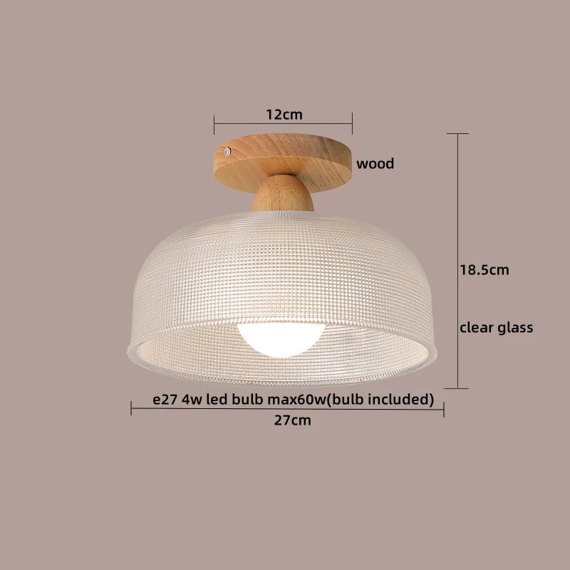 Afralia™ LED Ceiling Lamp Modern Style Wood Glass Luminaria