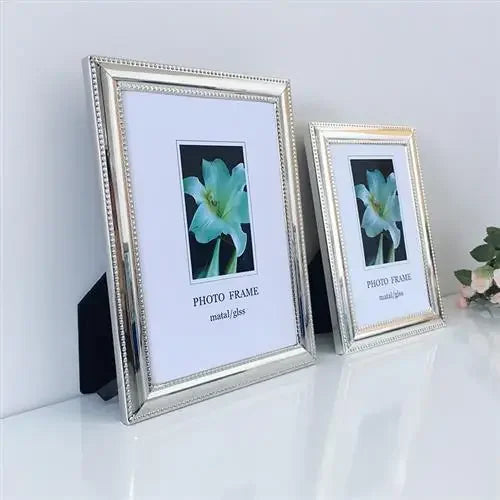 Afralia™ Simple Silver-plated Metal Picture Frame
