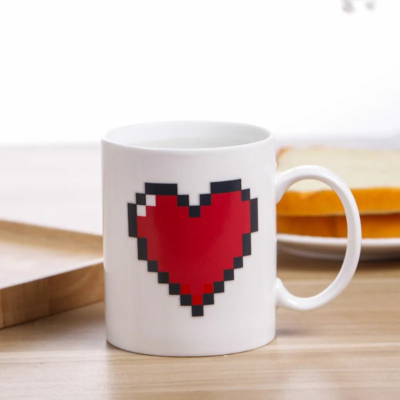 Afralia™ Color-changing Ceramic Cup - Heart-shaped Novelty Magic Mug