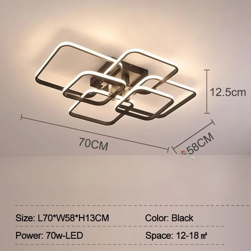 Afralia™ LED Ceiling Light 4 Rings 78W Square for Living Room Bedroom Bar