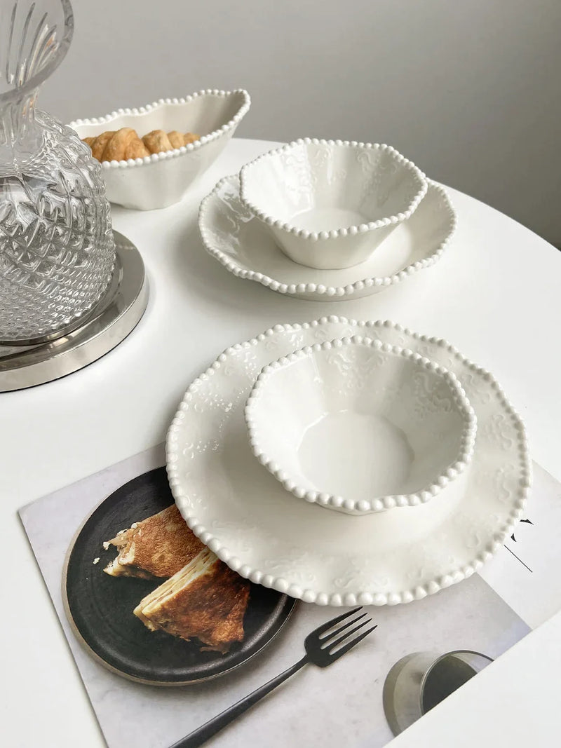 Afralia™ Ceramic Pearl Breakfast Set - Elegant Tableware for High Beauty and Sense Bowls & Dishes