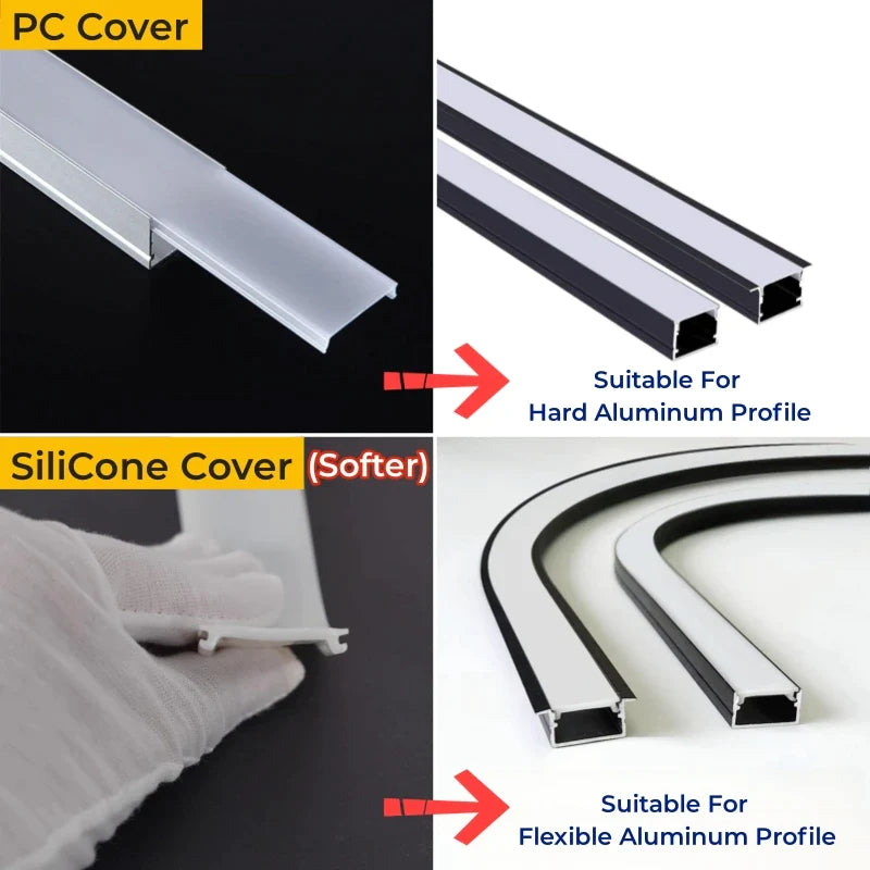 Afralia™ LED Strip Channel Diffuser for Flexible Replaceable LED Aluminum Profile Light Cover