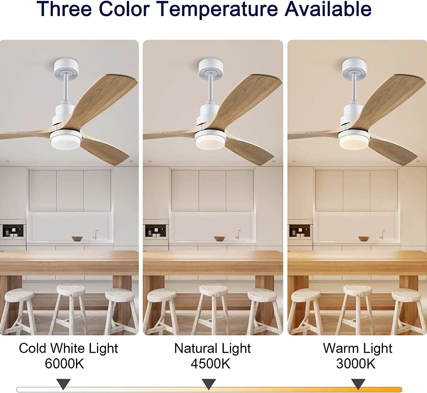 Afralia™ Nordic 52" Ceiling Fan with LED Light and Control - Modern White/Black Wood Chandelier
