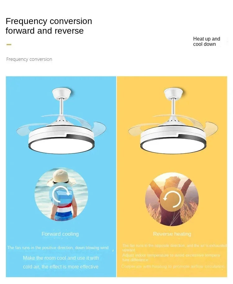 Afralia™ Copper Ceiling Fan with Energy-saving Lighting, Modern Style, 6-speed Variab