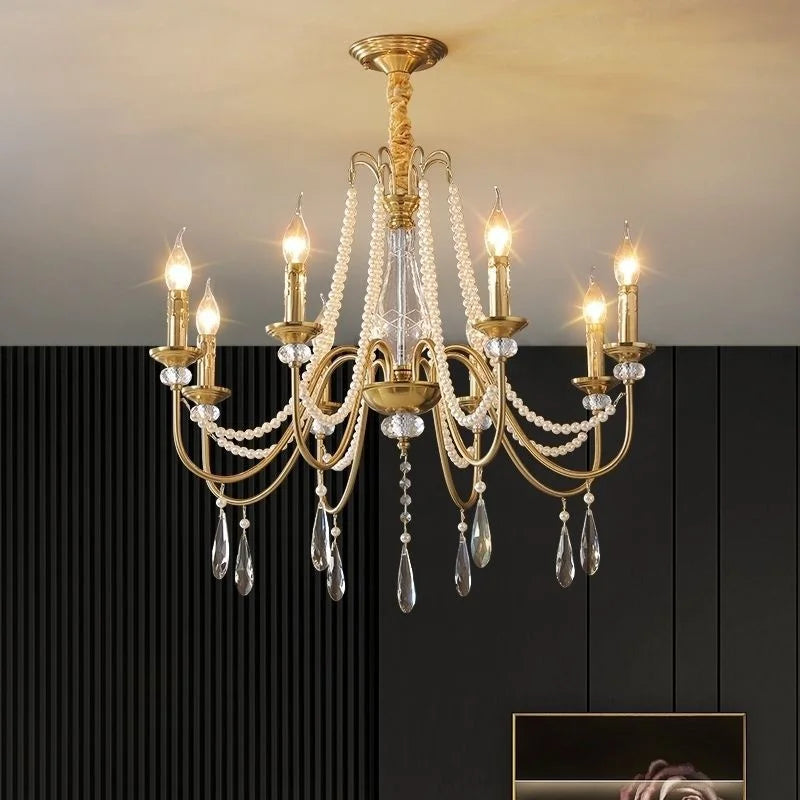 Afralia™ Luxury Crystal Chandelier Foyer Pendant Light American Style Home Decor