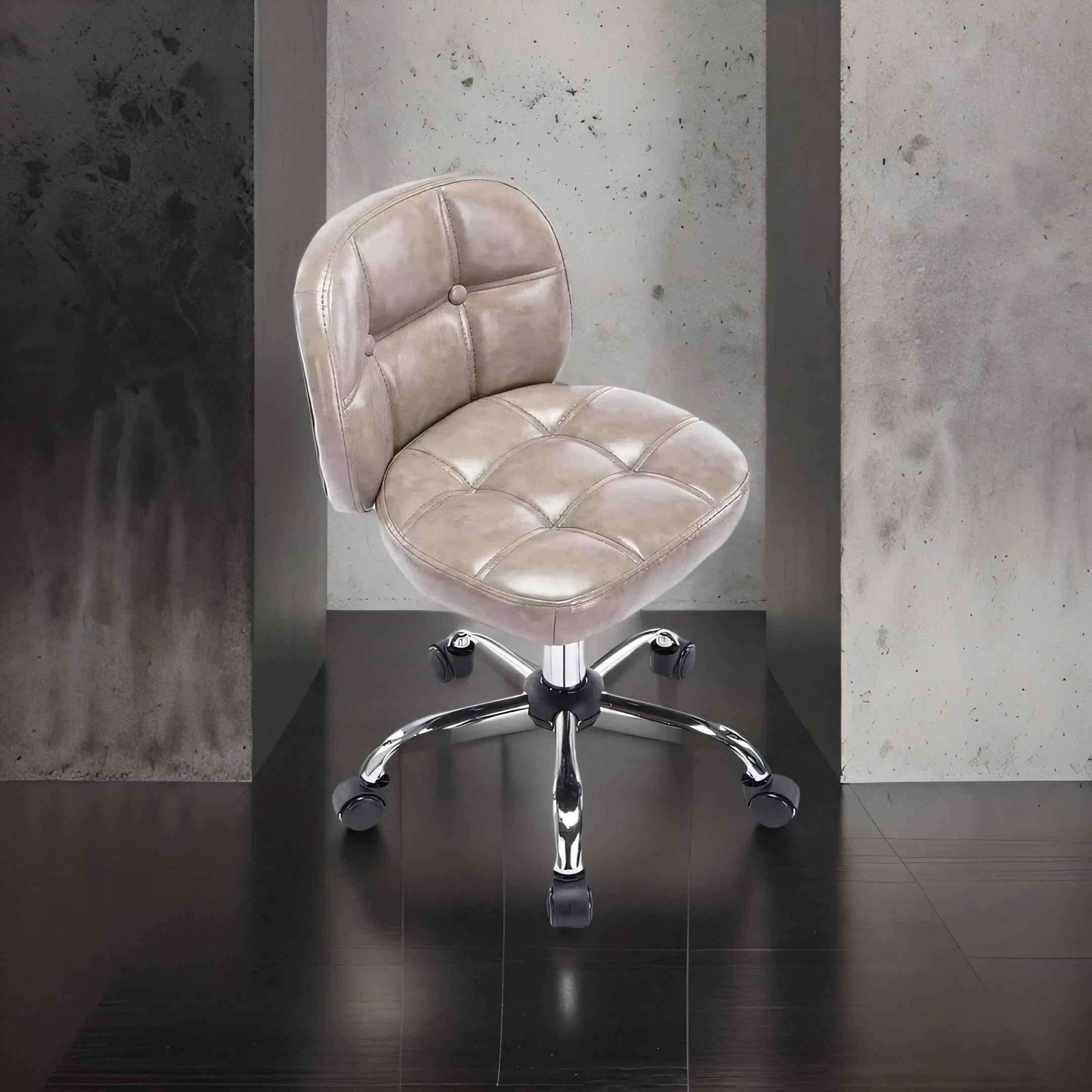 Afralia™ Velvet Office Stool Swivel Computer Chair, Adjustable Height, Low Backrest, Rolling Rocker
