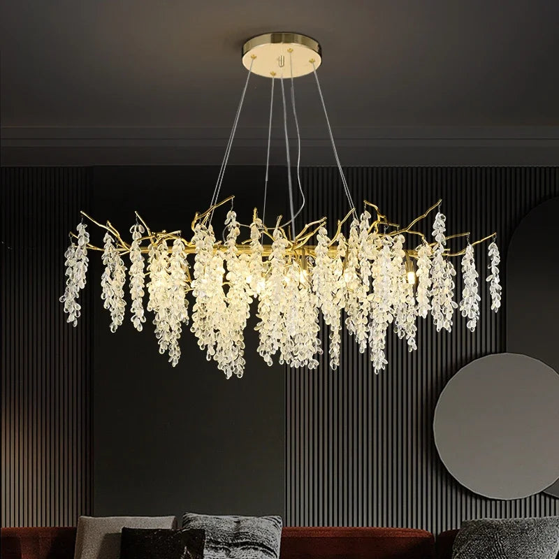 Afralia™ Golden Branch Crystal Chandelier for Luxurious European Living Room