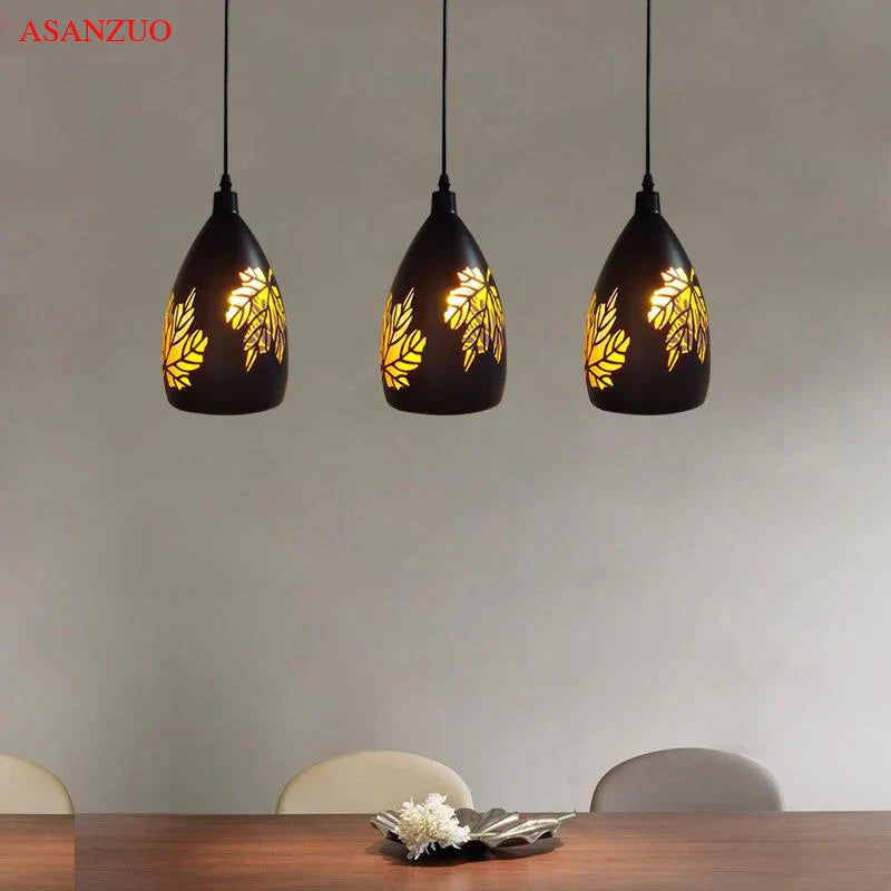 Afralia™ Hollow Maple Leaf Pendant Light Fixture for Bar and Kitchen Island