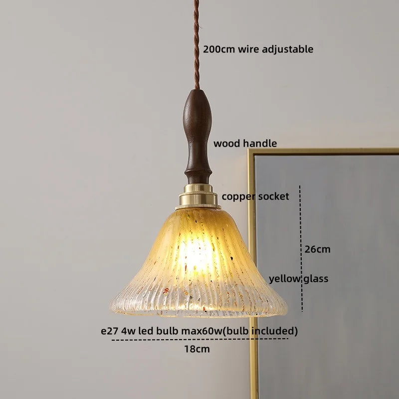 Afralia™ Glass Copper LED Pendant Lights - Modern Home Decor Hanging Lamp